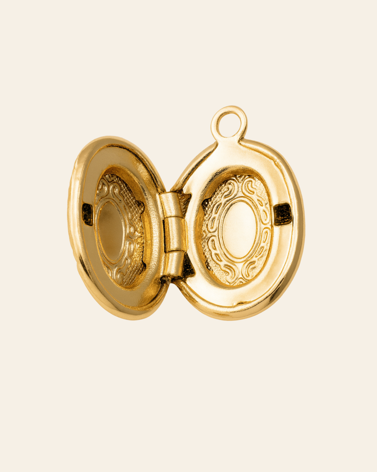 Mini Engraved Oval Locket Necklace | 18K Gold Filled