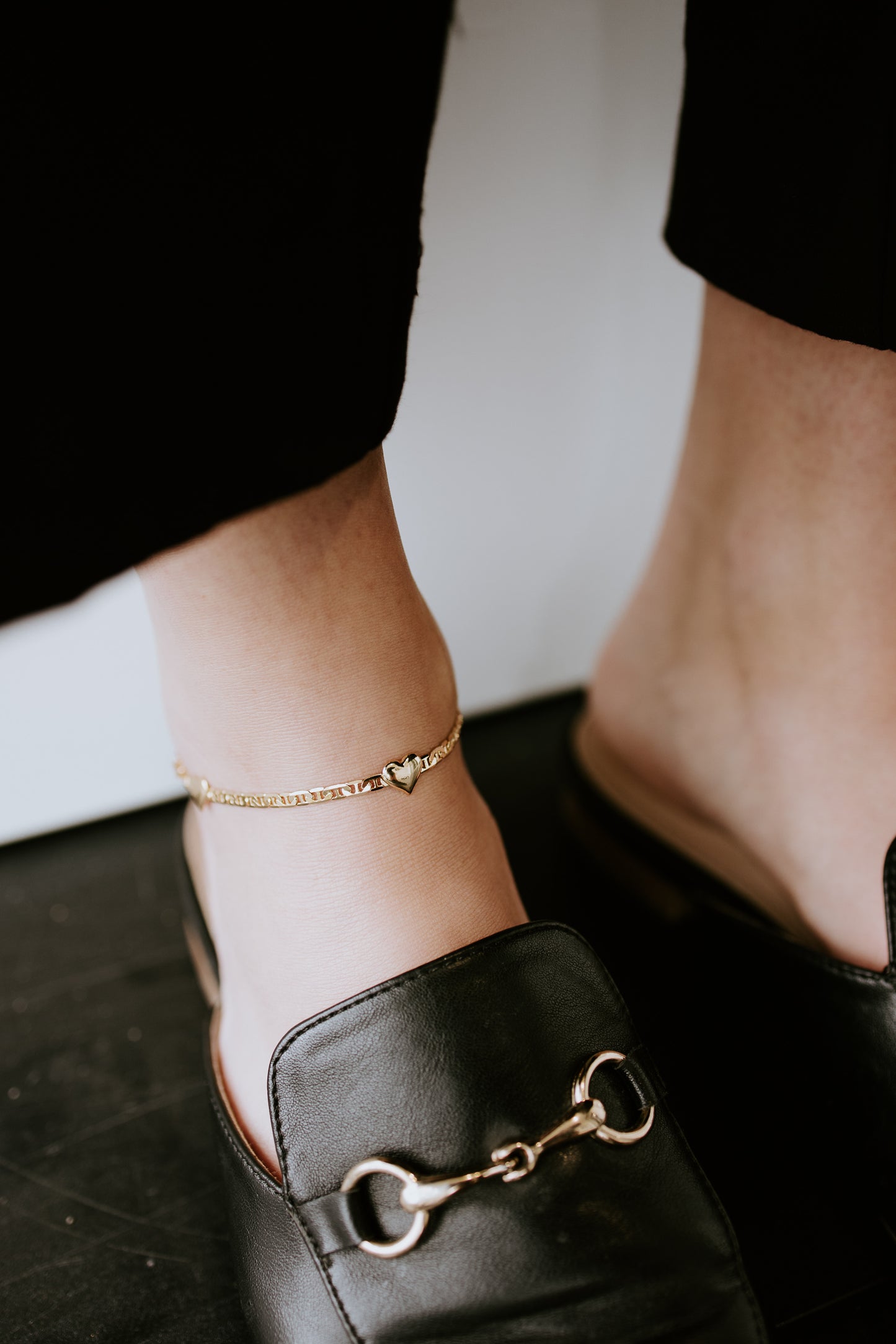 Figaro + Heart Anklet | 18K Gold Filled