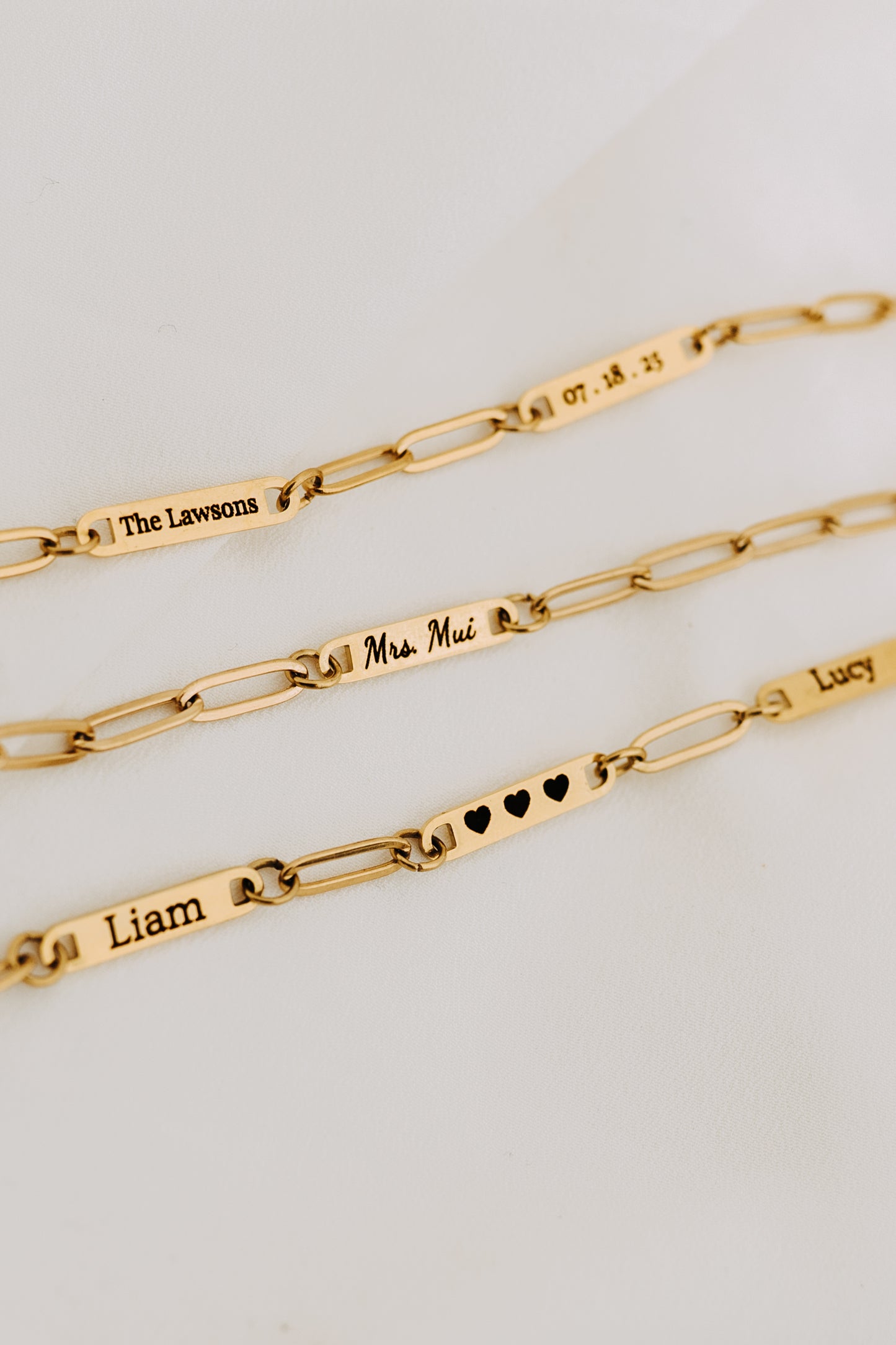 Engraved 3 Bar Bracelet - Paperclip