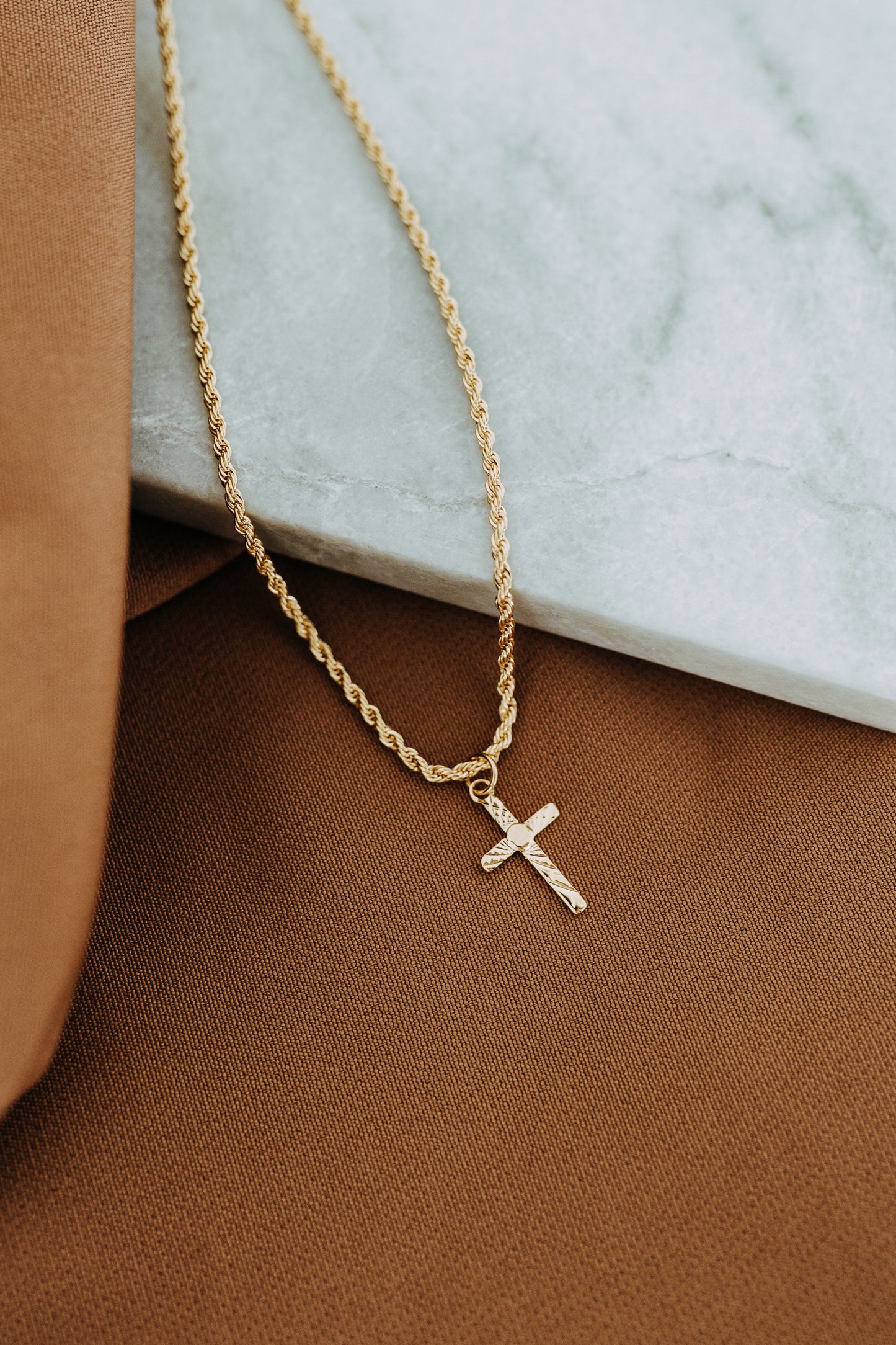 Mens Trinity Cross Necklace on a Rope Chain