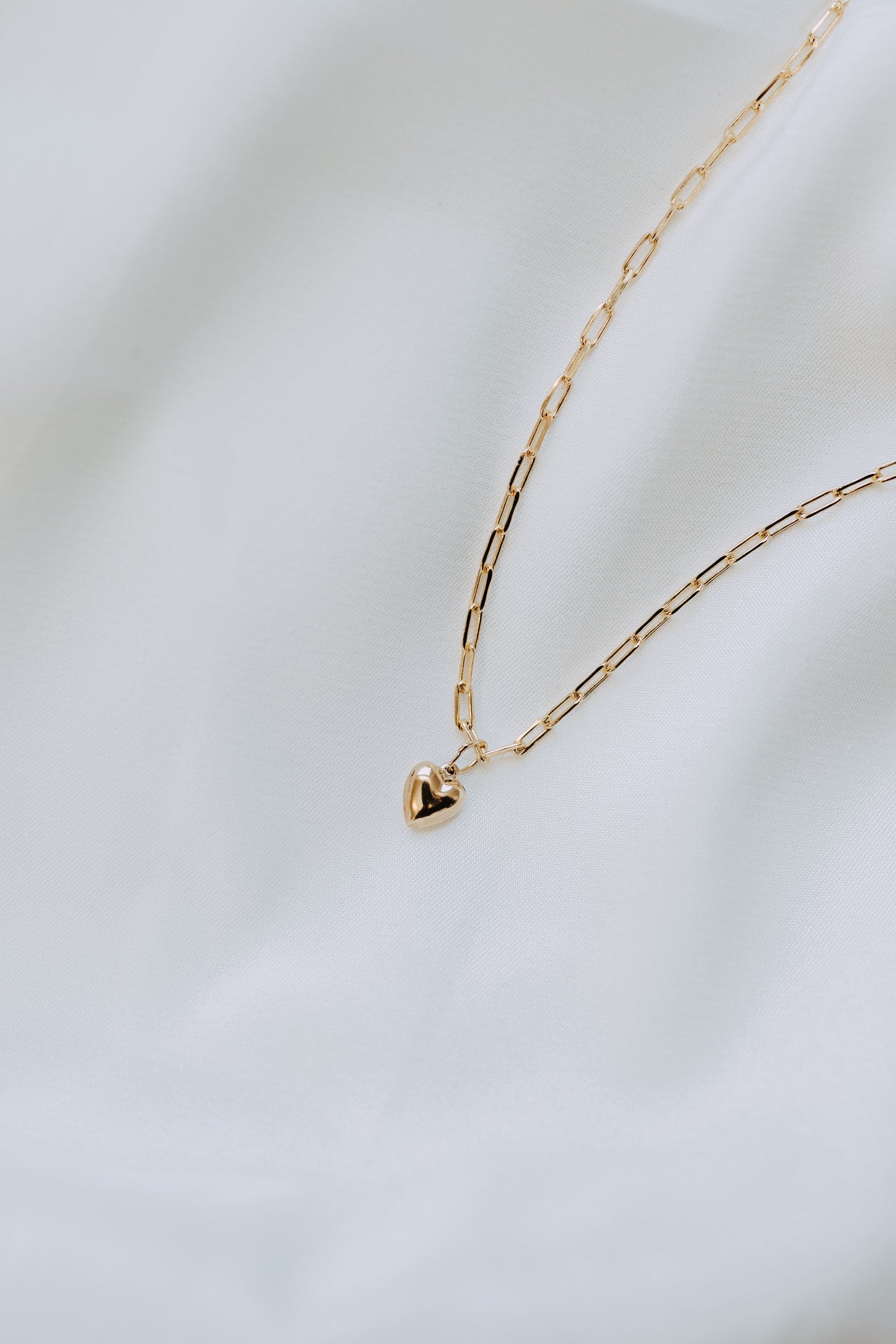 Lil' Puff Heart + Paperclip Necklace