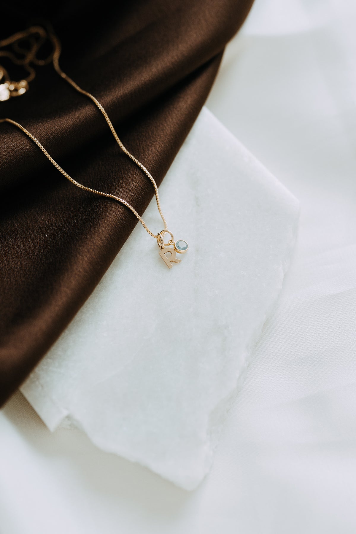 Personalized Initial + Birthstone Necklace – Gold Filled Letter Necklace