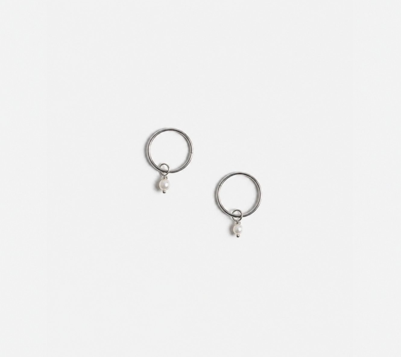 Silver Pearl Hoops