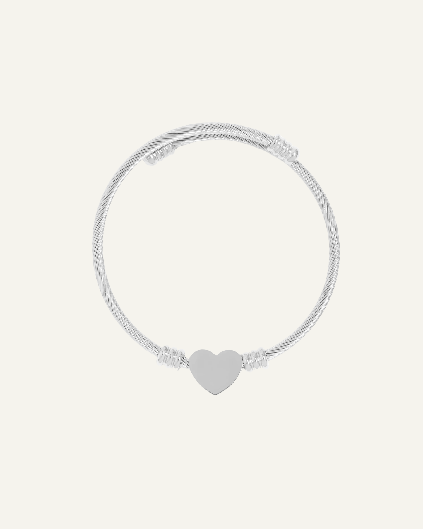 Engraved Heart Bangle - Silver