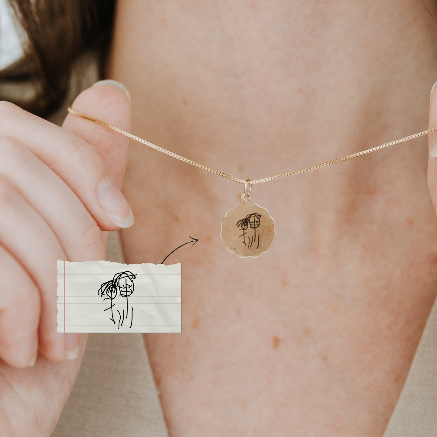 Handwritten Engraved Scalloped Circle