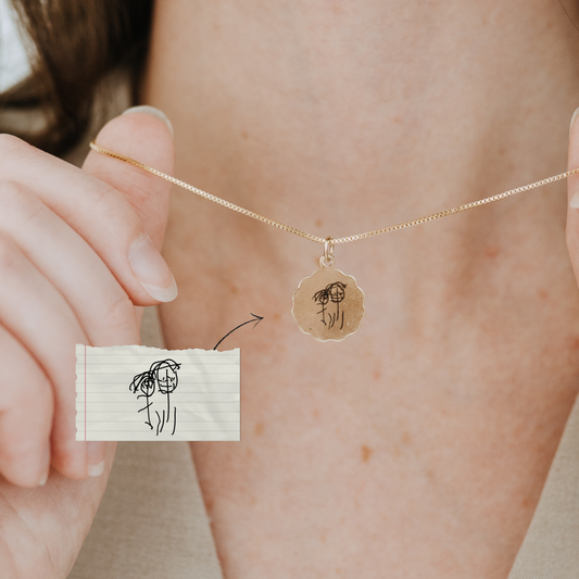 Handwritten Engraved Scalloped Circle