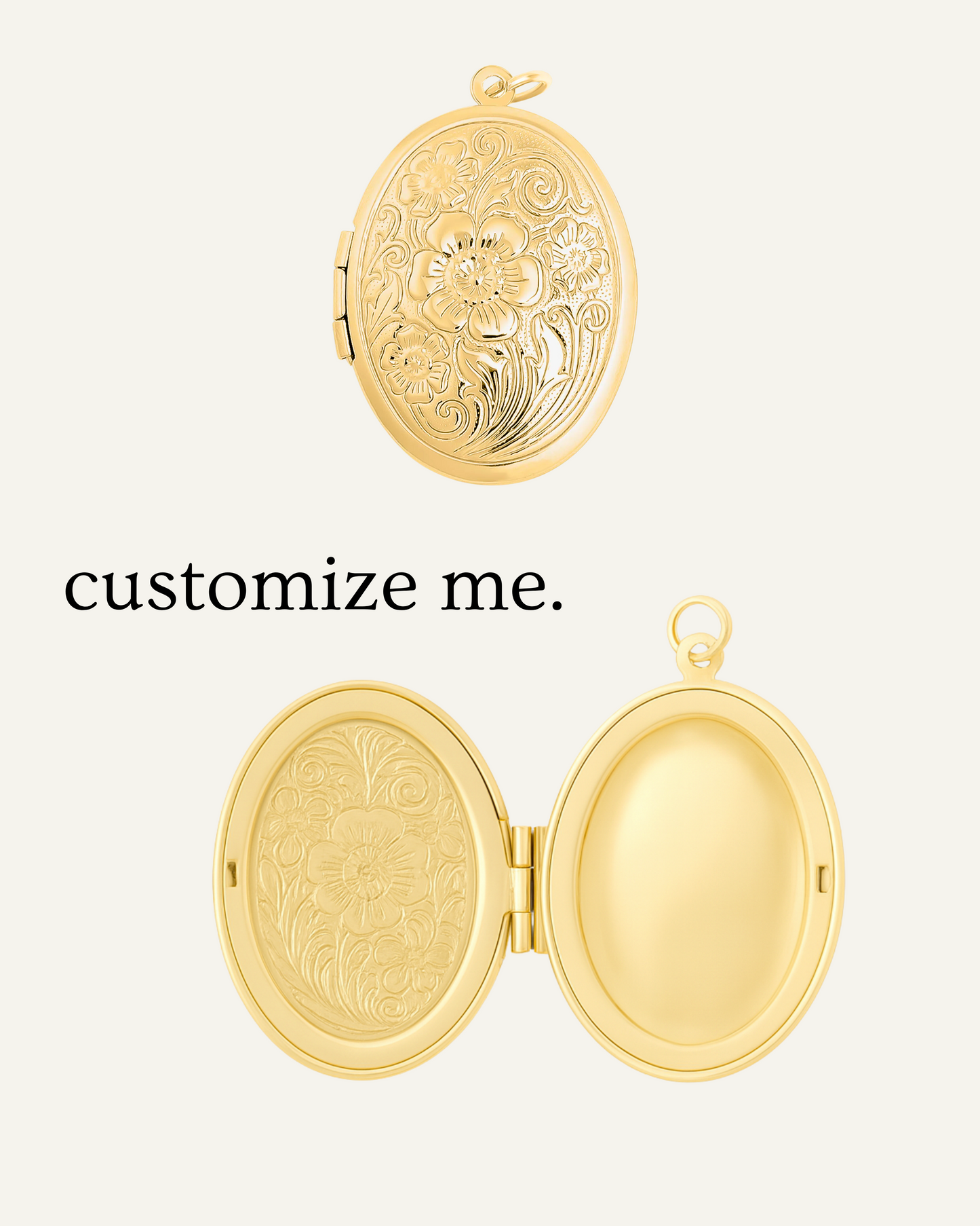 Engraved Secret Garden Oval Locket (Gold)