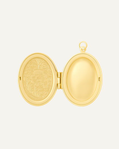 Engraved Secret Garden Oval Locket (Gold)