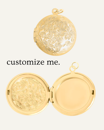Engraved Wildflower Locket (Gold)