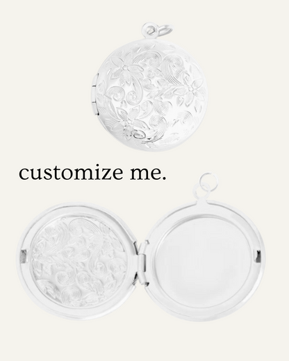 Engraved Wildflower Locket (Silver)