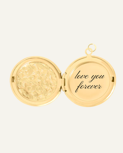 Engraved Wildflower Locket (Gold)