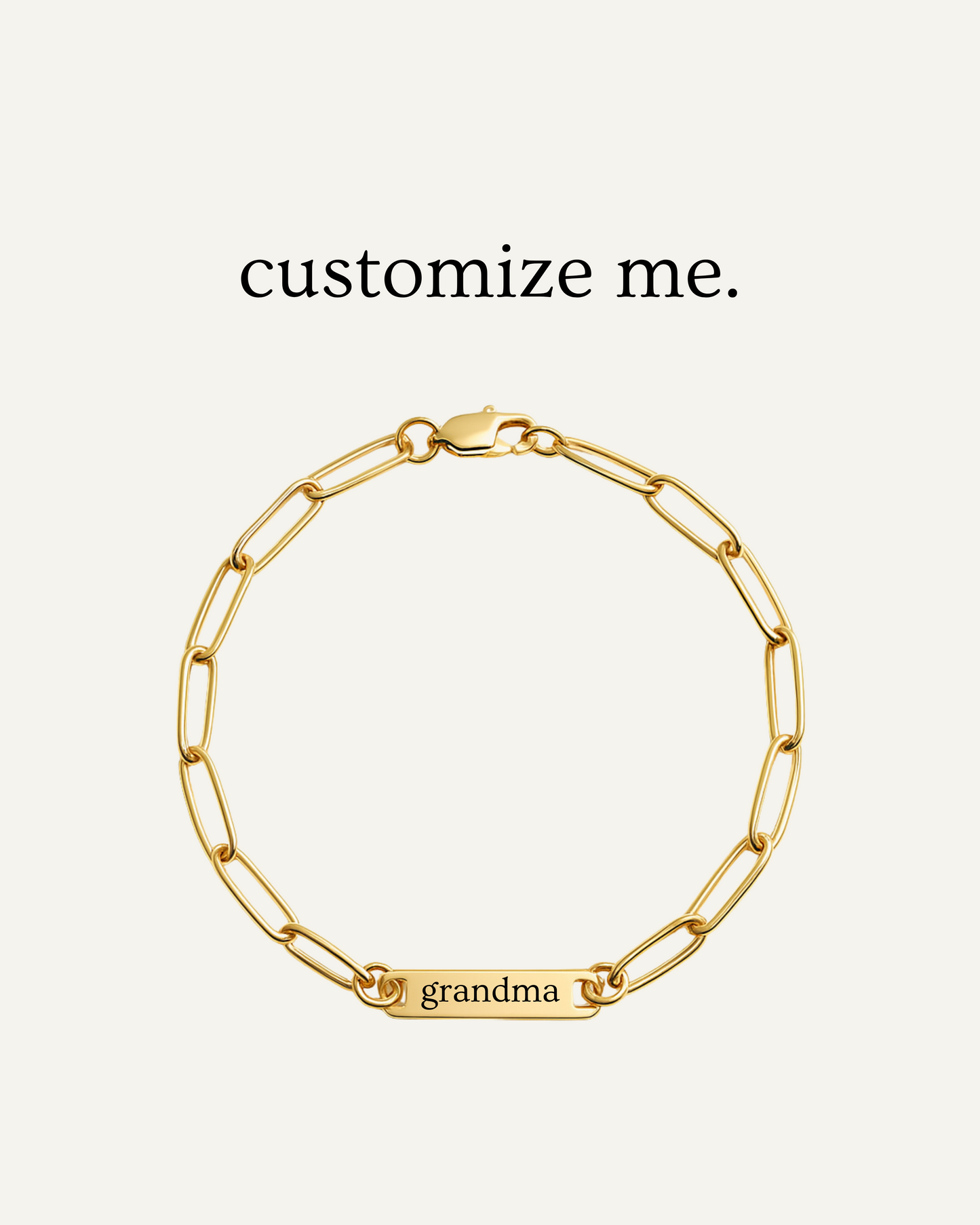 Engraved 1 Bar Bracelet - Paperclip