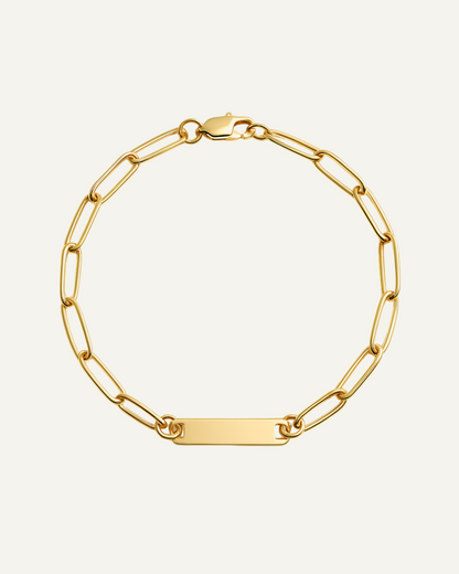 Engraved 1 Bar Bracelet - Paperclip