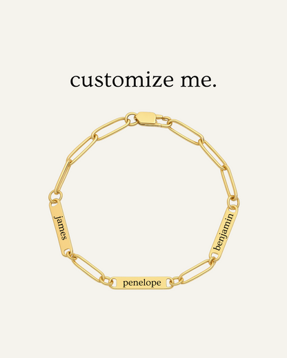 Engraved 3 Bar Bracelet - Paperclip