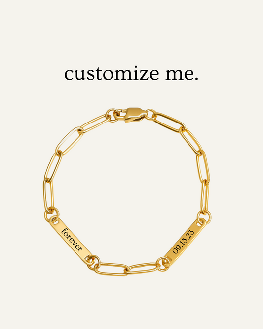 Engraved 2 Bar Bracelet - Paperclip