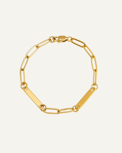 Engraved 2 Bar Bracelet - Paperclip