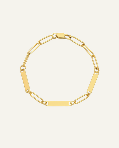 Engraved 3 Bar Bracelet - Paperclip