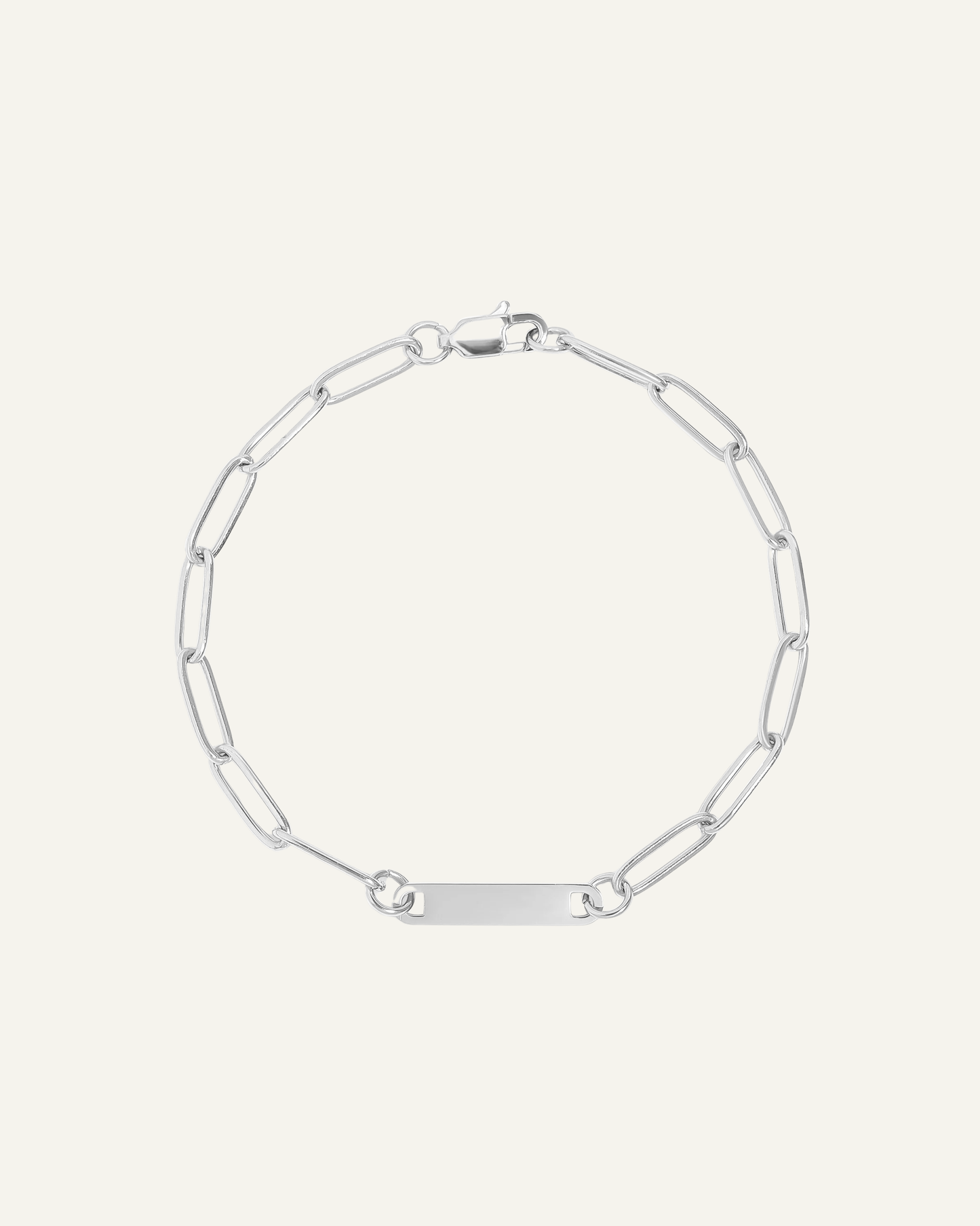 Engraved 1 Bar Bracelet - Silver Paperclip