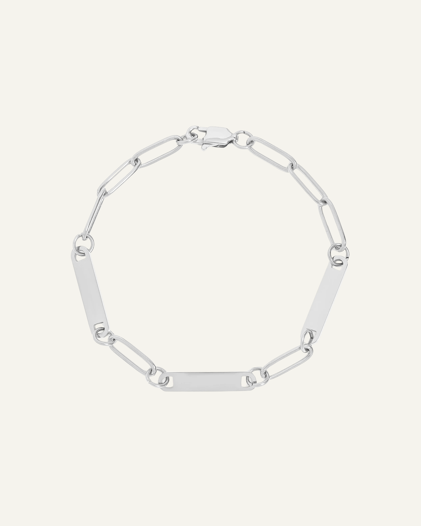 Engraved 3 Bar Bracelet - Silver Paperclip