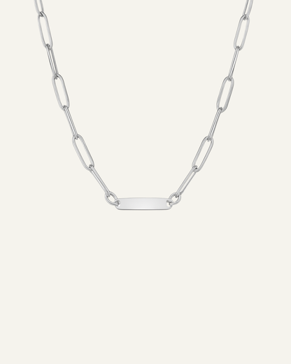 Engraved 1 Bar Necklace - Silver