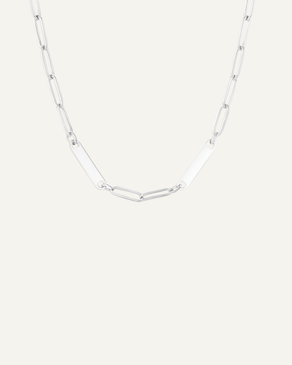 Engraved 2 Bar Necklace - Silver
