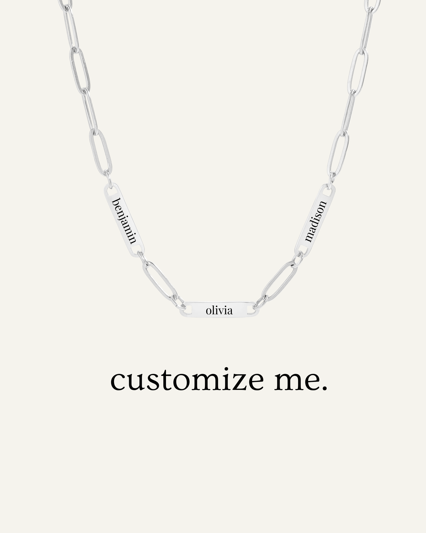 Engraved 3 Bar Necklace - Silver