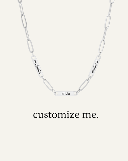Engraved 3 Bar Necklace - Silver