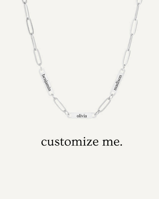 Engraved 3 Bar Necklace - Silver