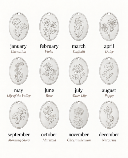 Sterling Silver Petite Birth Flower Necklace | Personalized Birth Month Necklace