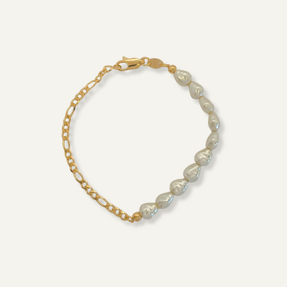 Figaro + Pearl Bracelet