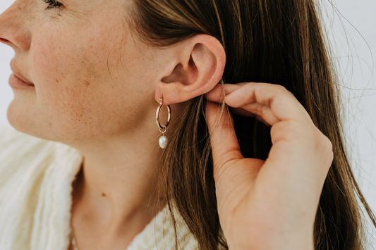 Pearl Drop Hoops