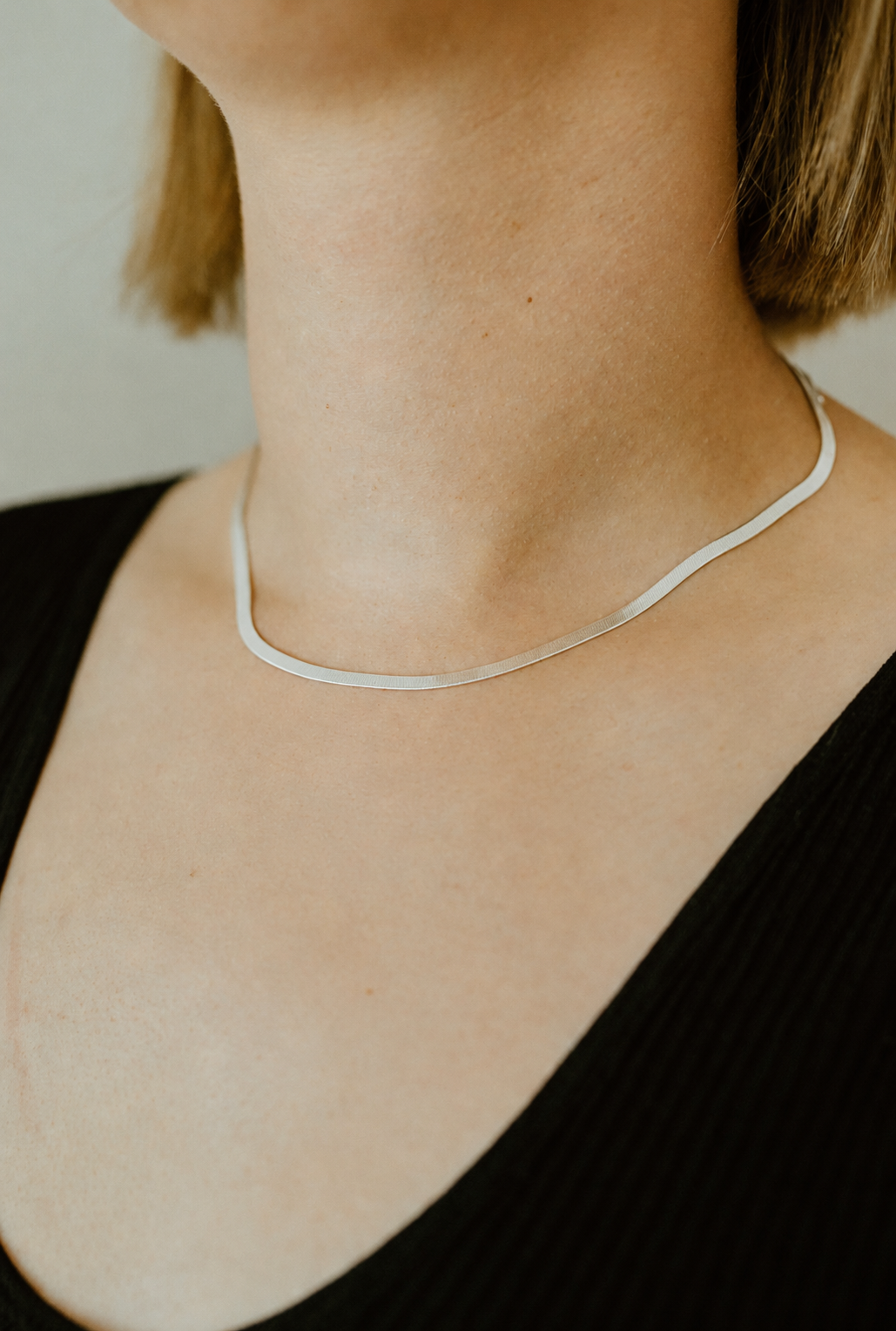 3mm Sterling Silver Herringbone Necklace
