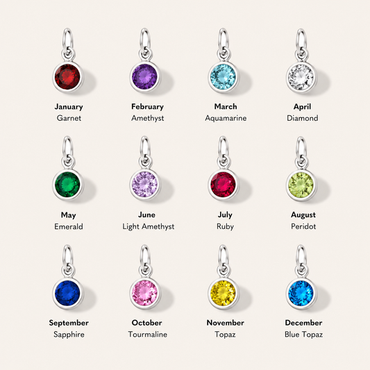 Birthstone Pendant - Sterling Silver