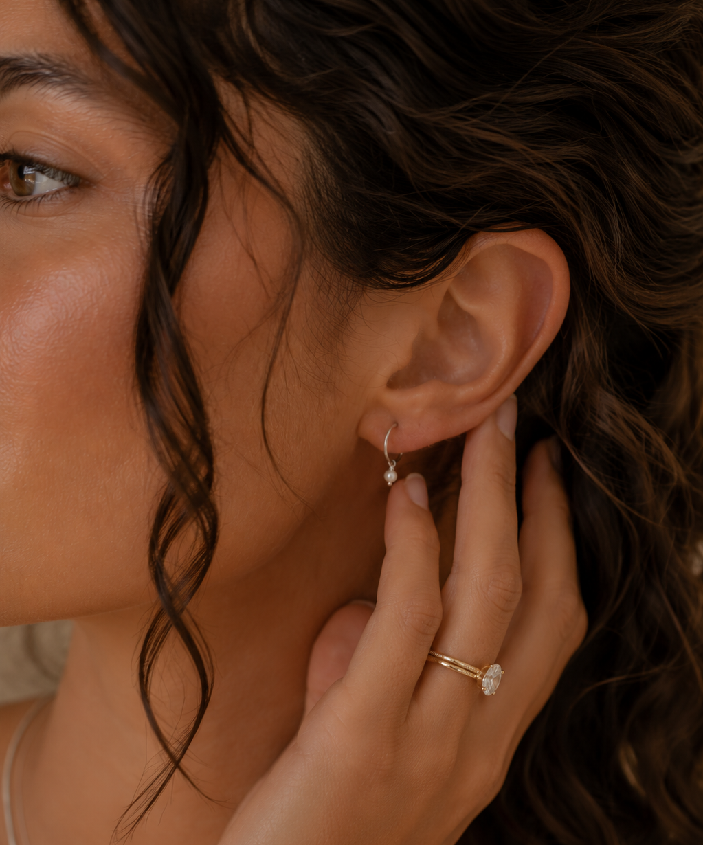 Pearl Sleepers | Sterling Silver Freshwater Pearl Earrings