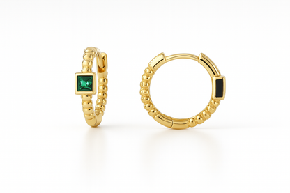 Verde Huggie Hoops