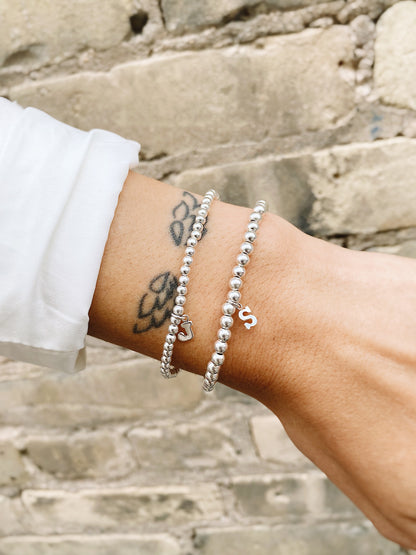 Sterling Silver Letter Beaded Bracelet