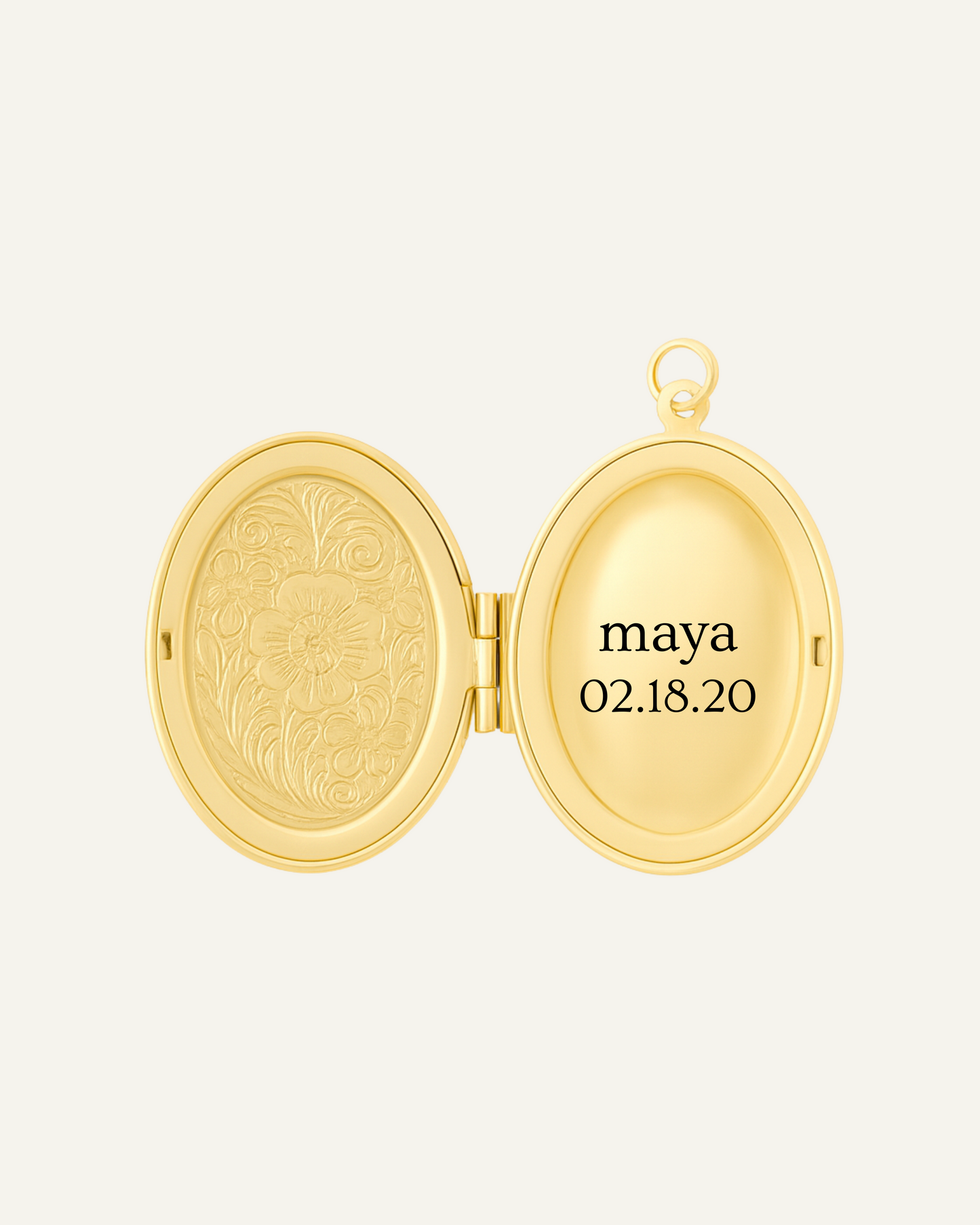 Engraved Secret Garden Oval Locket (Gold)