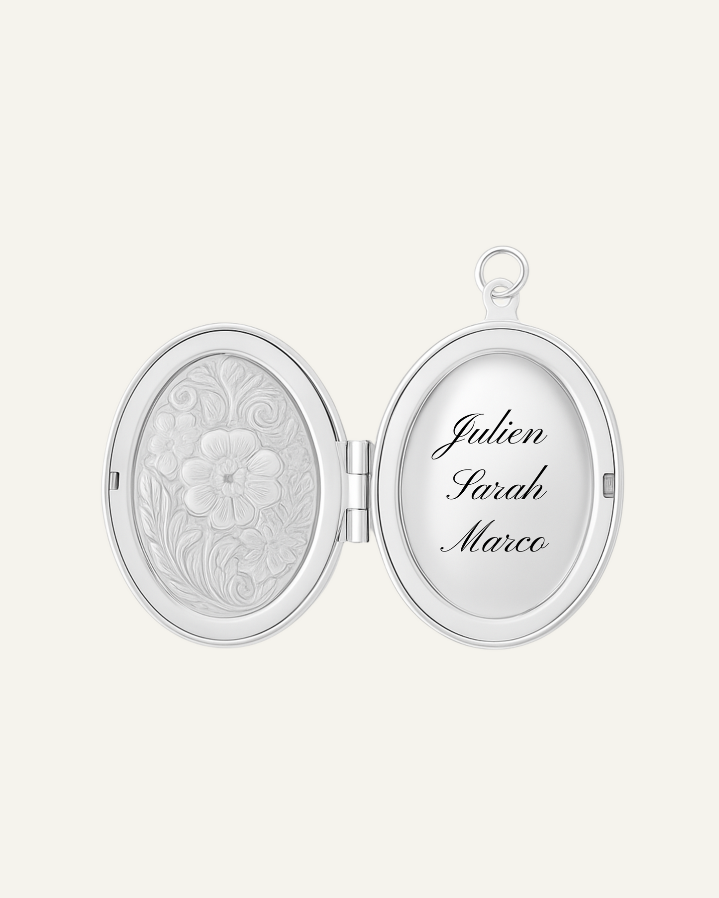 Engraved Secret Garden Oval Locket ( Silver)