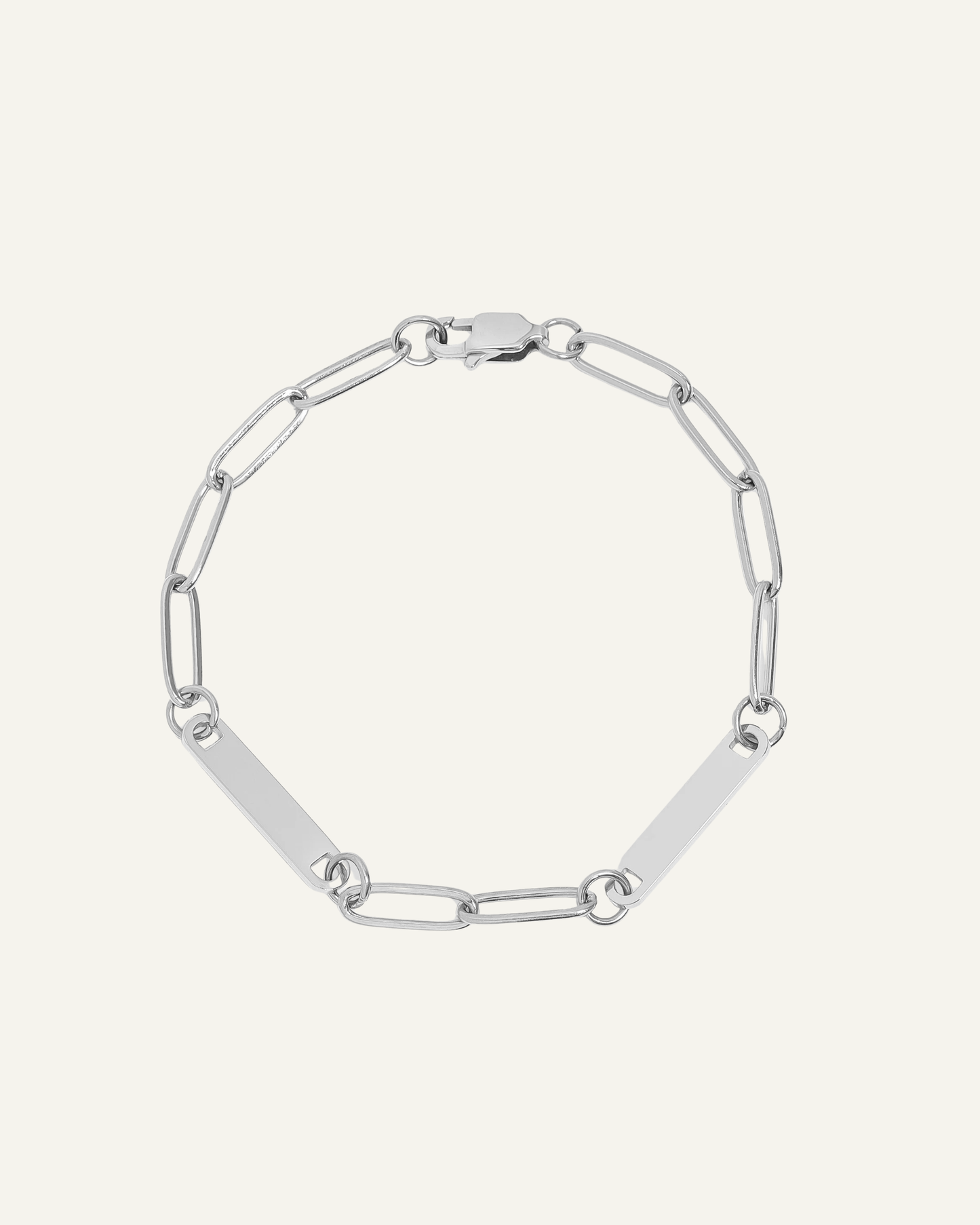 Engraved 2 Bar Bracelet - Silver Paperclip