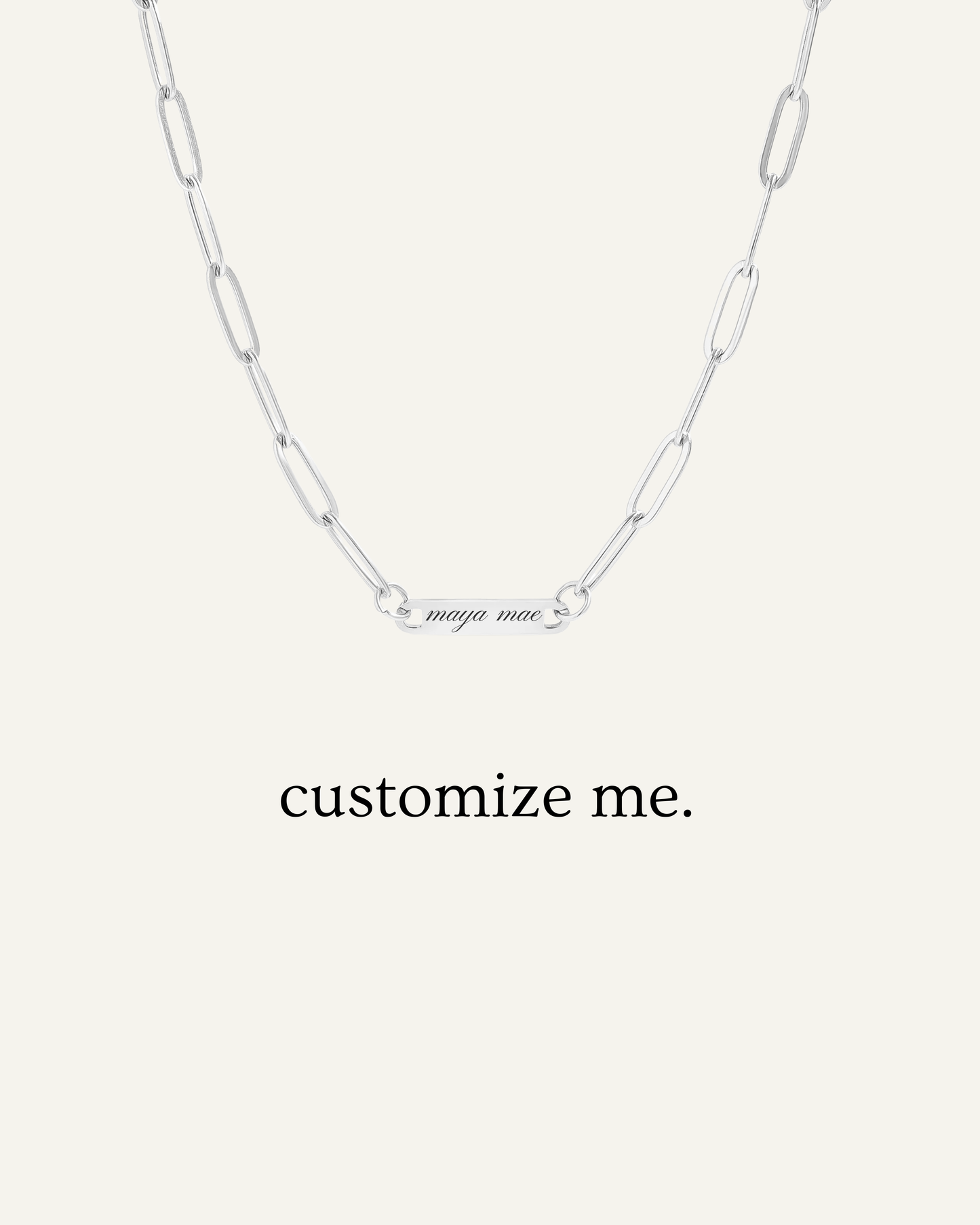 Engraved 1 Bar Necklace - Silver