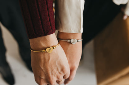Engraved Heart Bangle - Silver