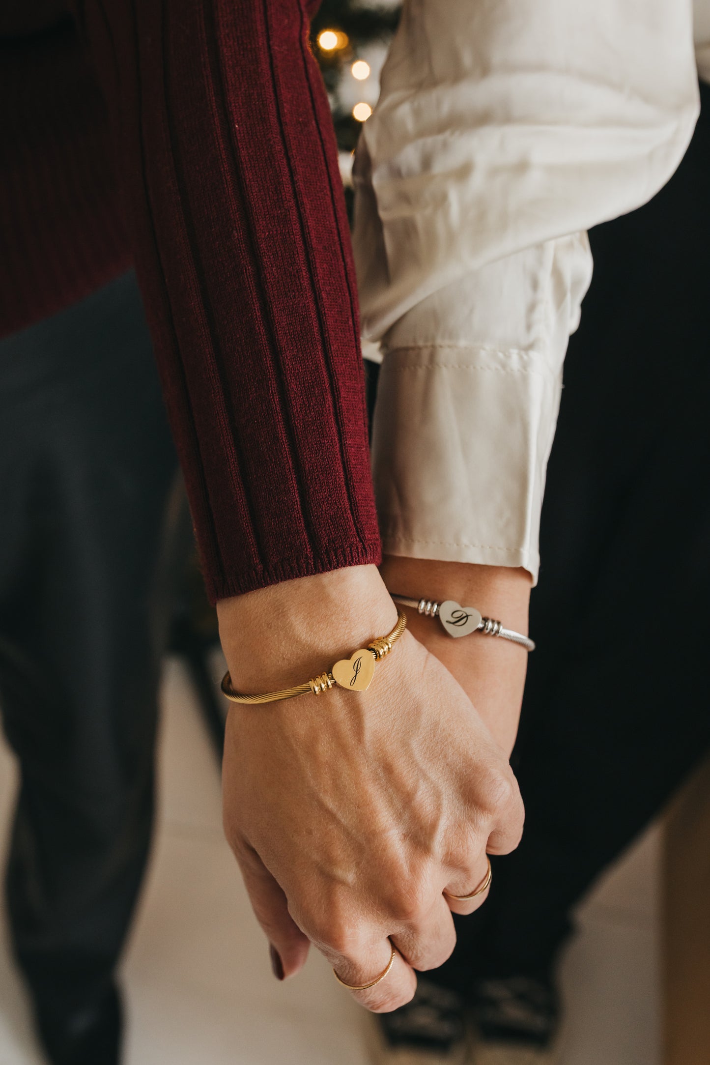 Engraved Heart Bangle - Silver