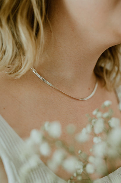 3mm Sterling Silver Herringbone Necklace