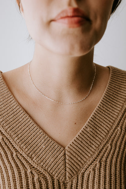 Petite Paperclip Necklace - Sterling Silver