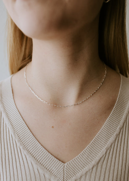 Petite Paperclip Necklace - Sterling Silver