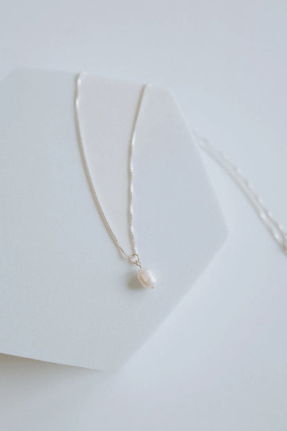 Sterling Silver Freshwater Pearl Drop Necklace