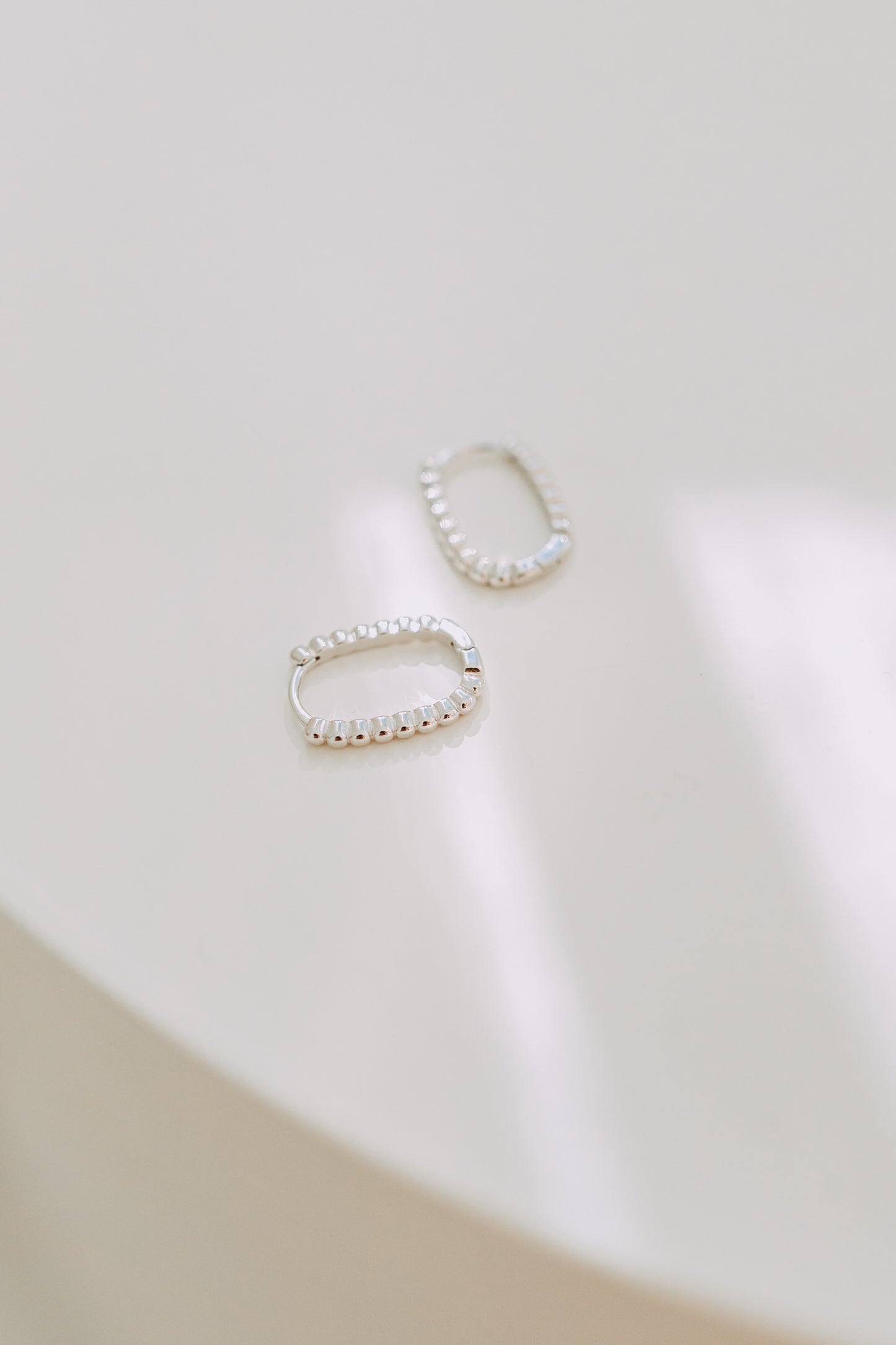 Silver Dottie Rectangle Huggie Hoops