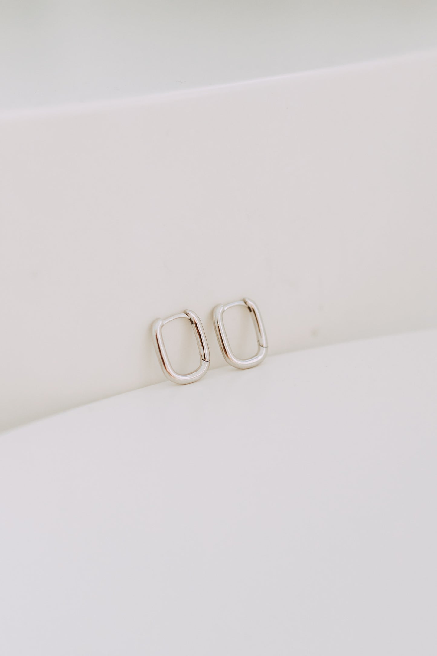 Petite Silver Rectangle Huggie Hoops