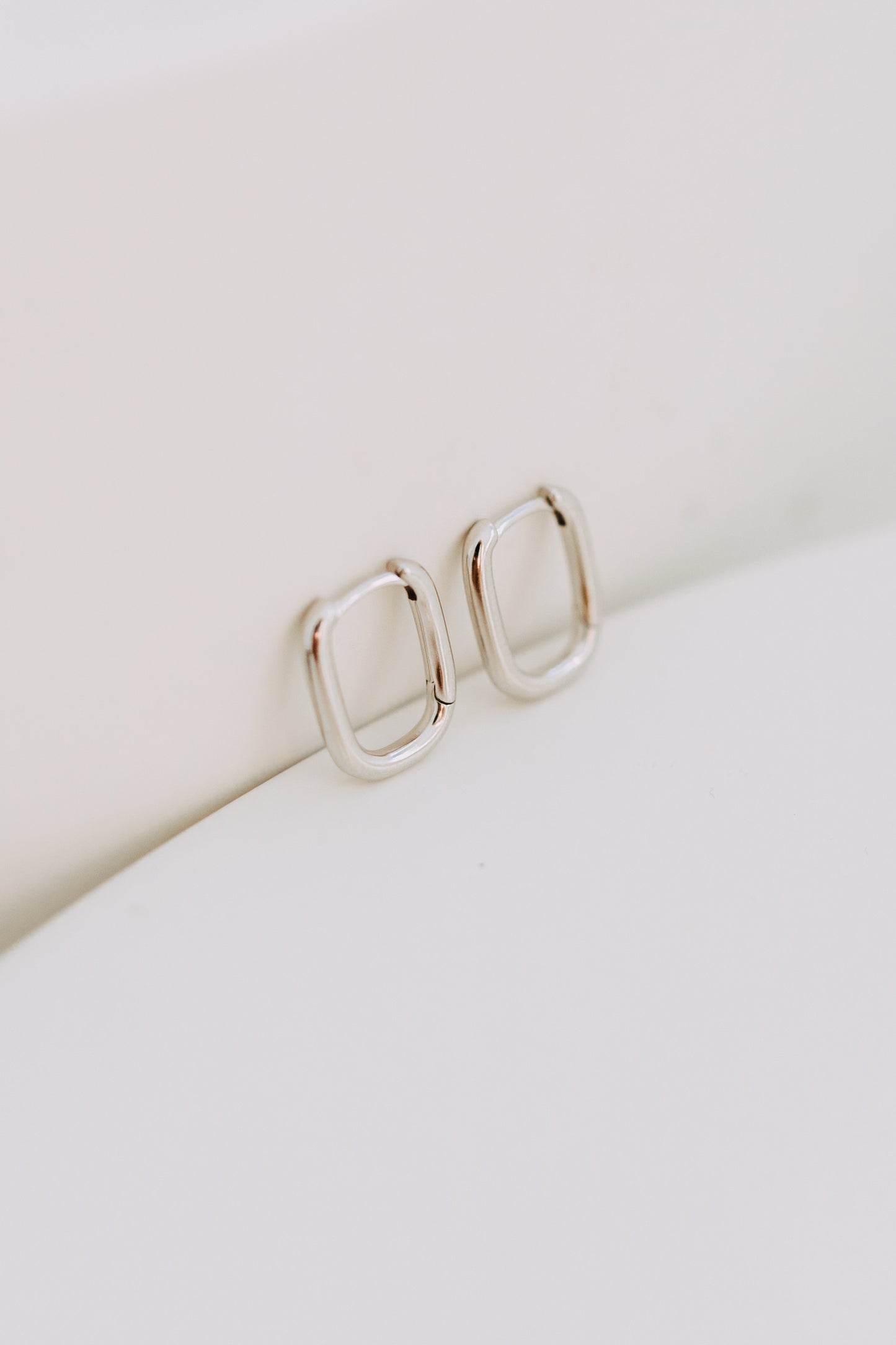 Petite Silver Rectangle Huggie Hoops