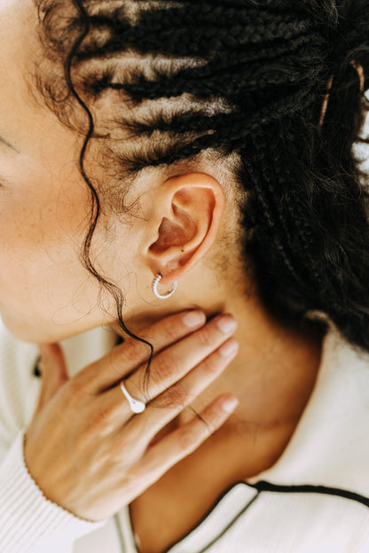 Fluted Silver Huggie Hoops